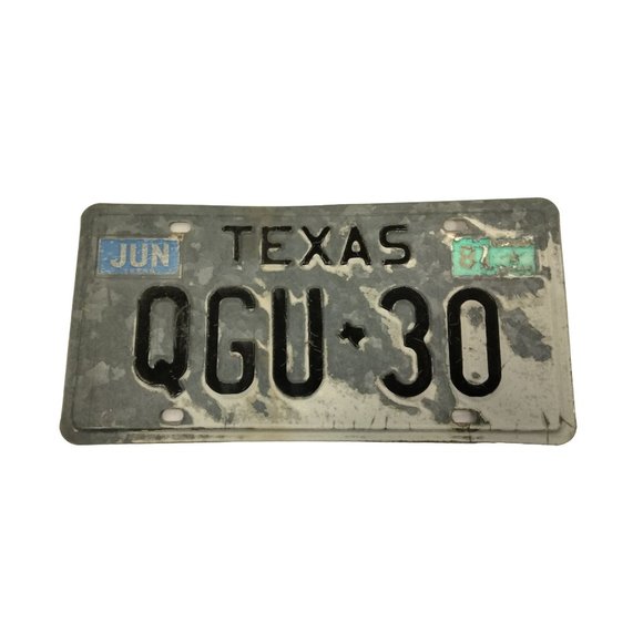Texas Collectible License Plate 1981 Black White QGU 30 - Picture 1 of 2